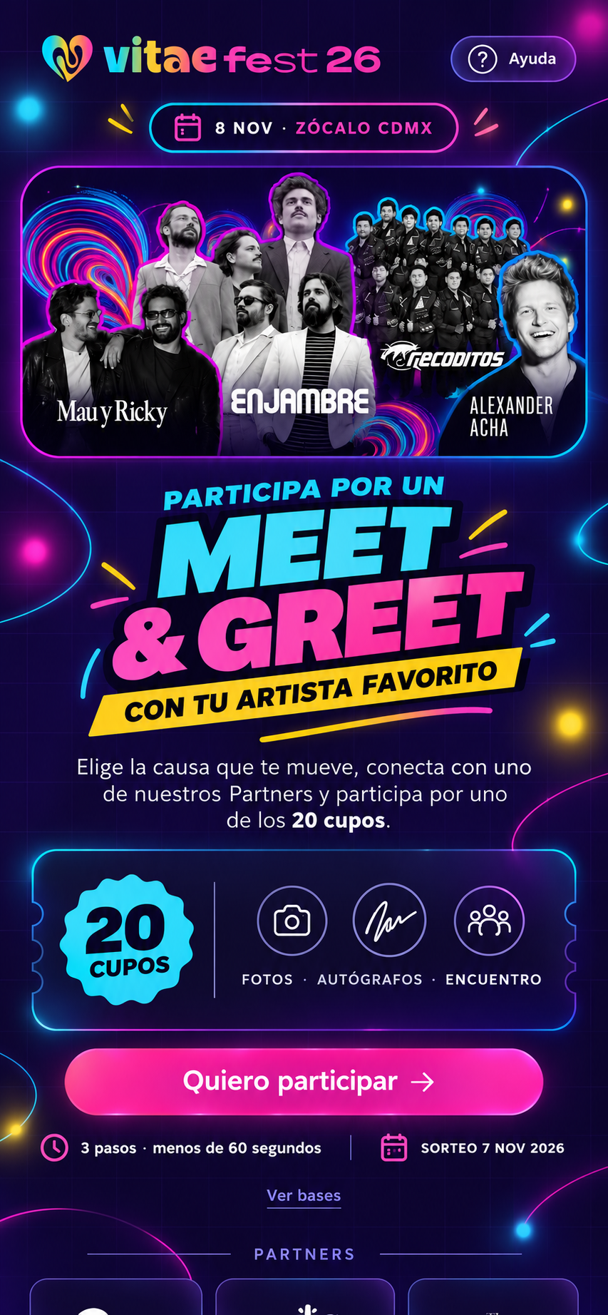 Mau y Ricky, Enjambre, Los Recoditos y Alexander Acha en el lineup de Vitae Fest 26